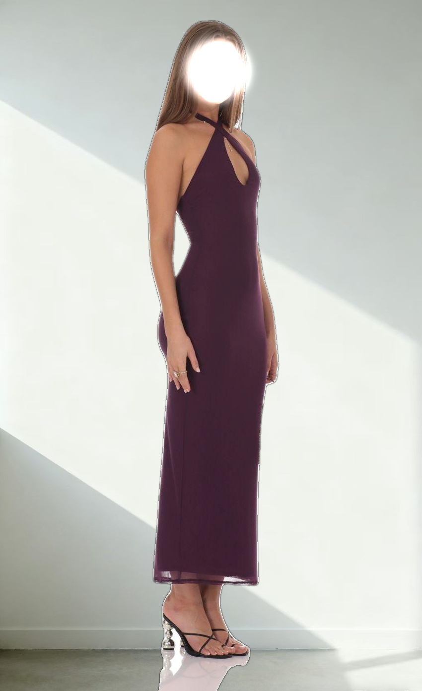 Halter Bodycon Maxi Dress in Purple