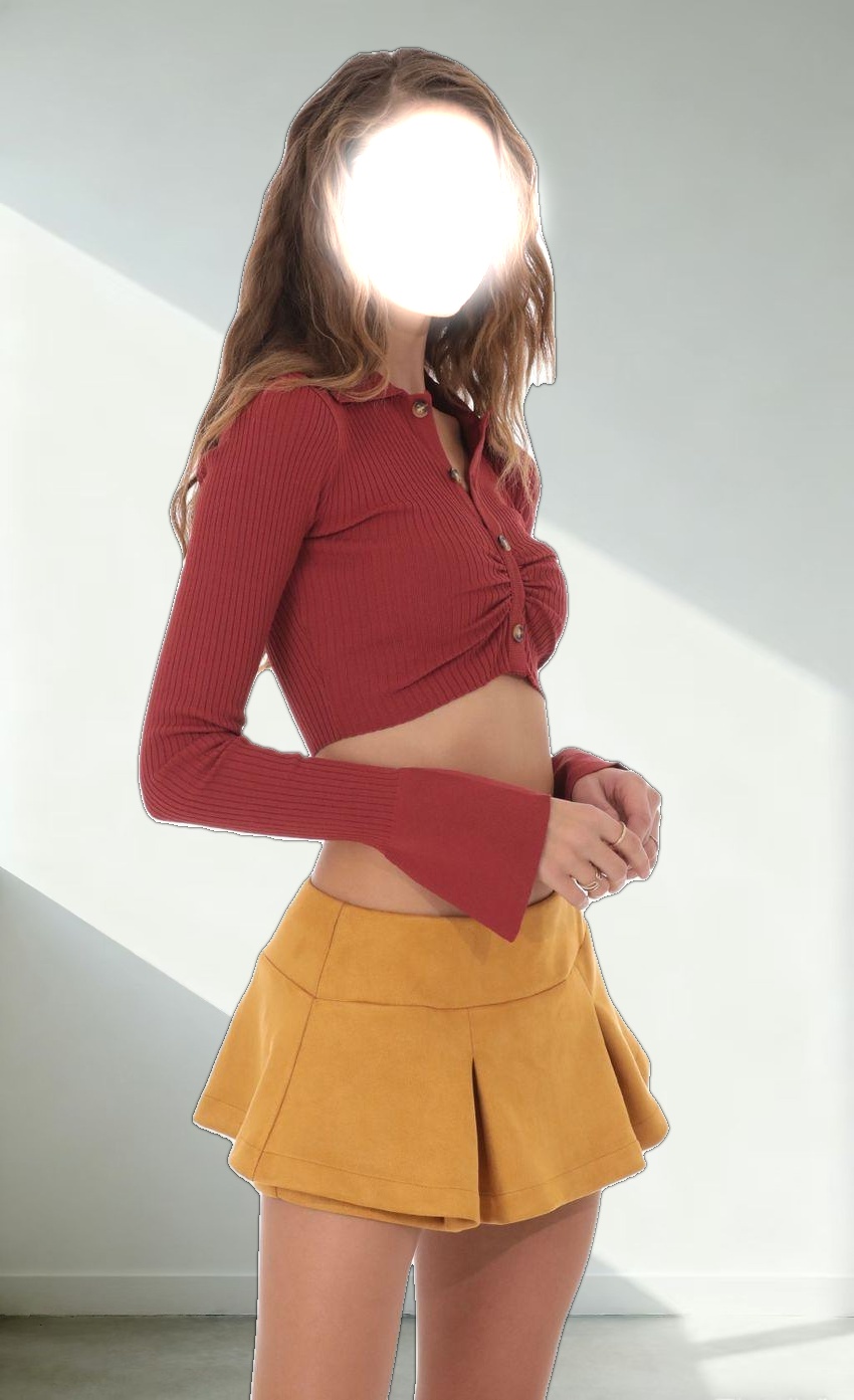 Ribbed Collared Top in Maroon