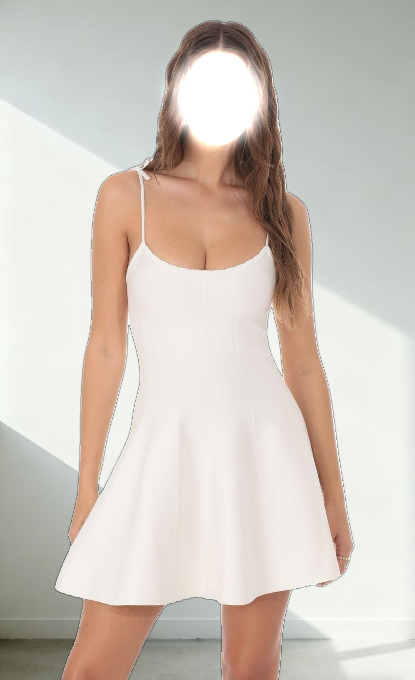 Knit A-line Dress in White