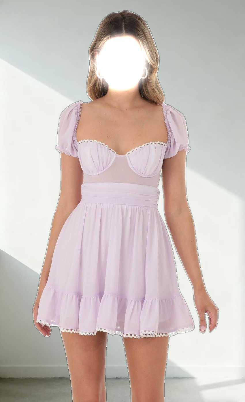 Puff Sleeve Dress in Purple