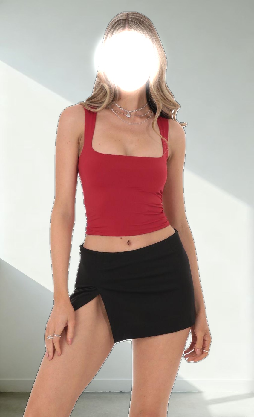 Scoop Neck Tank Top in Red