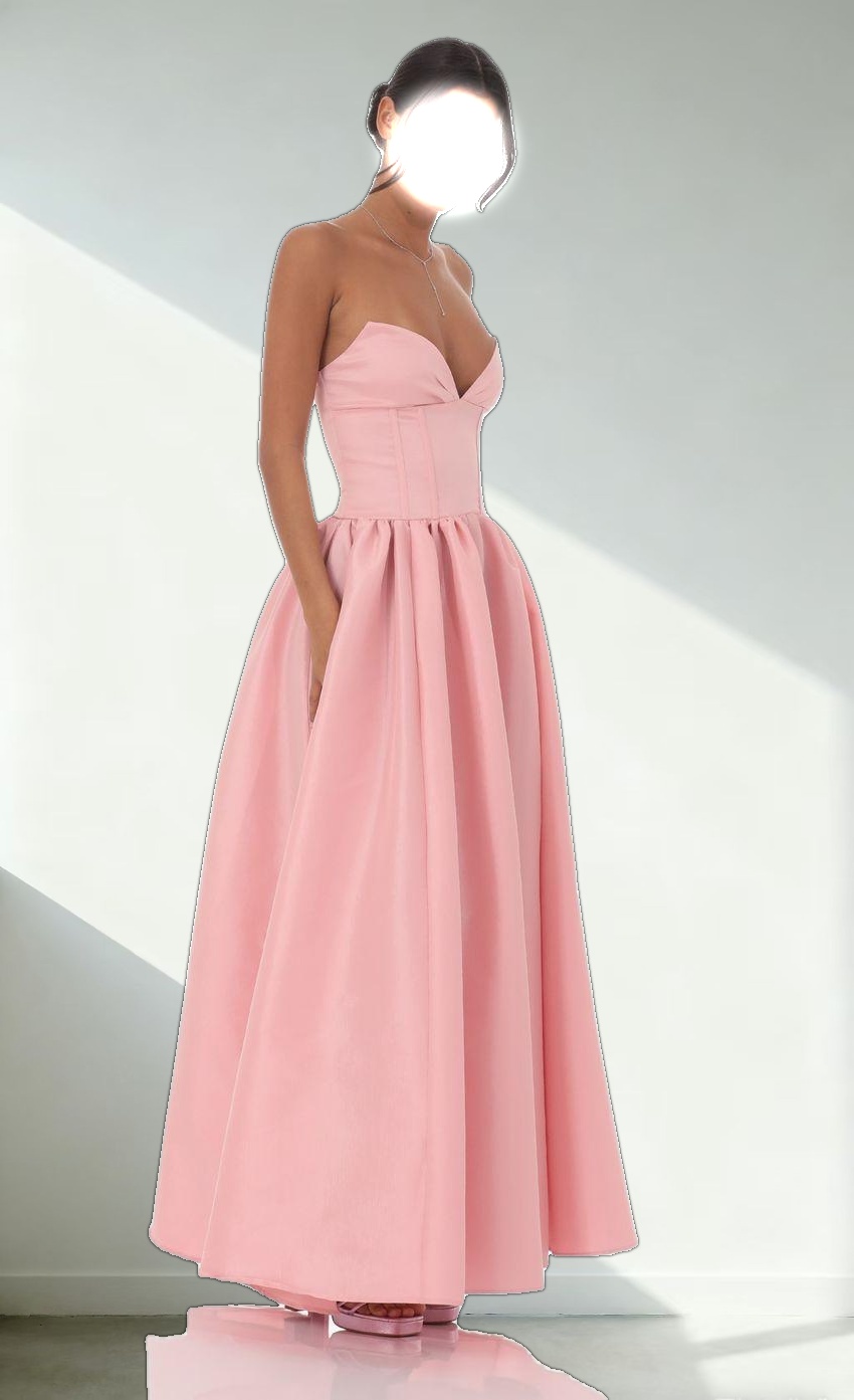 Corset Strapless Gown Dress in Pink