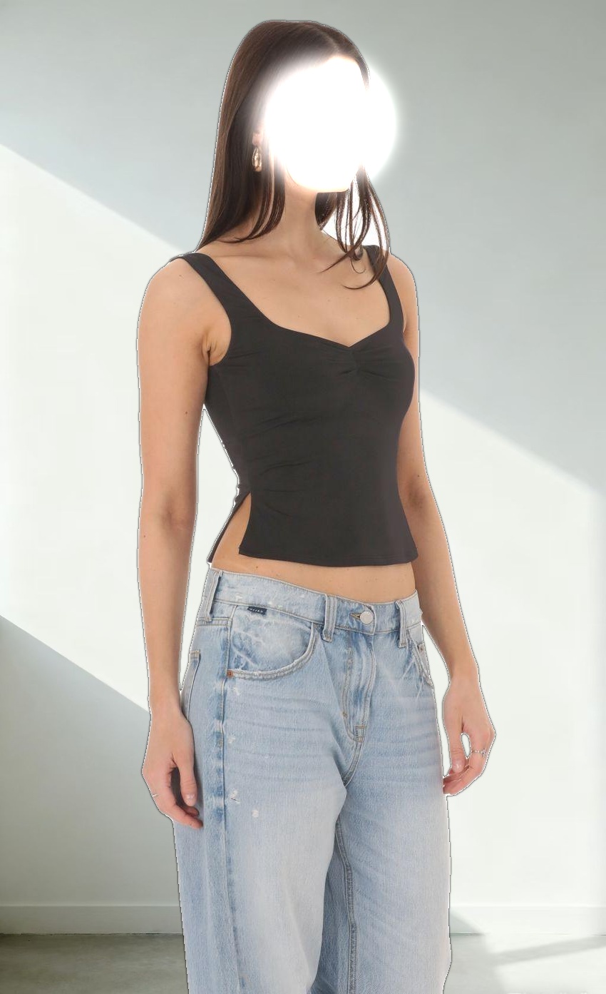 Side Slit Top in Black