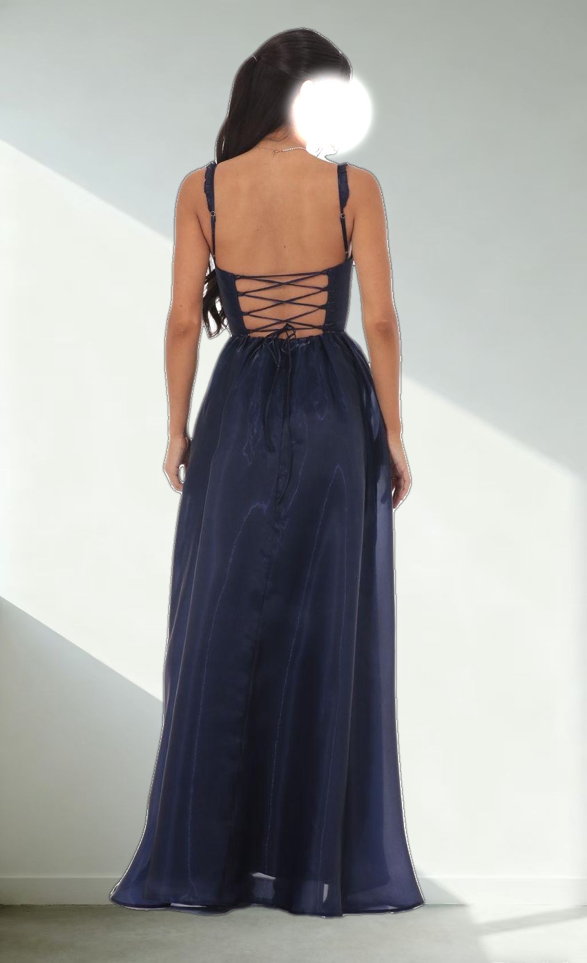 Sheen Corset Maxi Dress in Navy