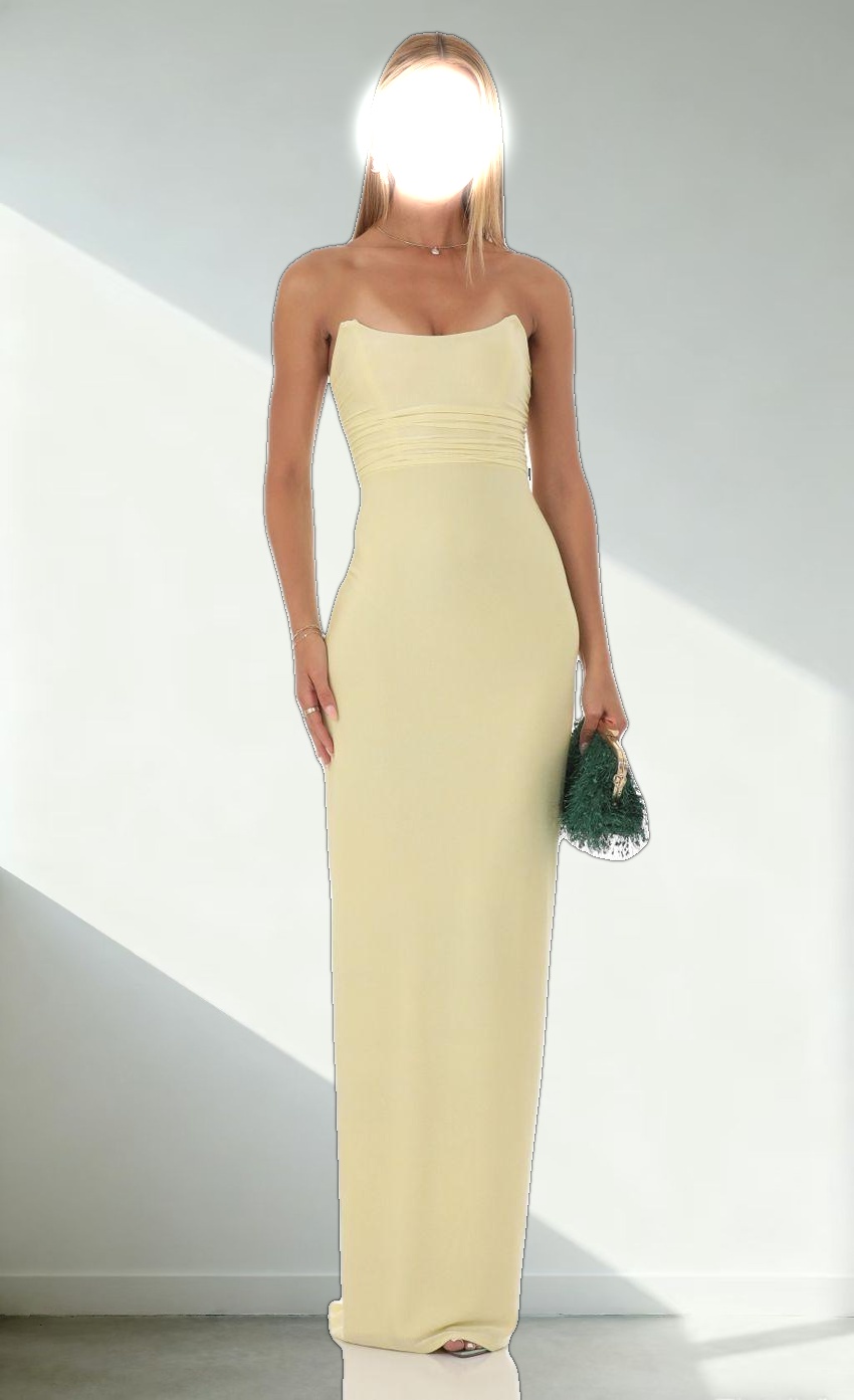 Corset Strapless Maxi Dress in Yellow