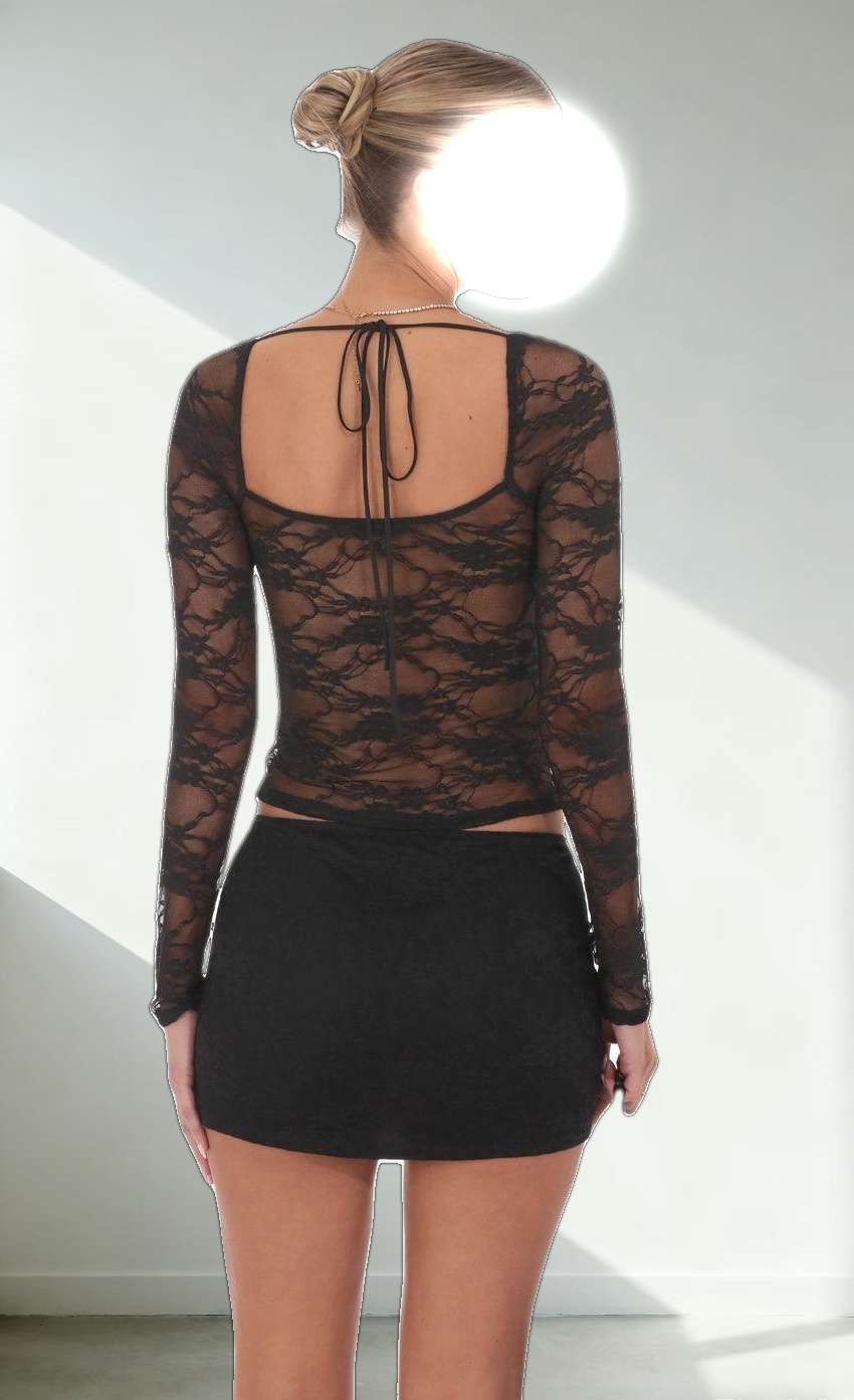 Lace Mini Skirt in Black