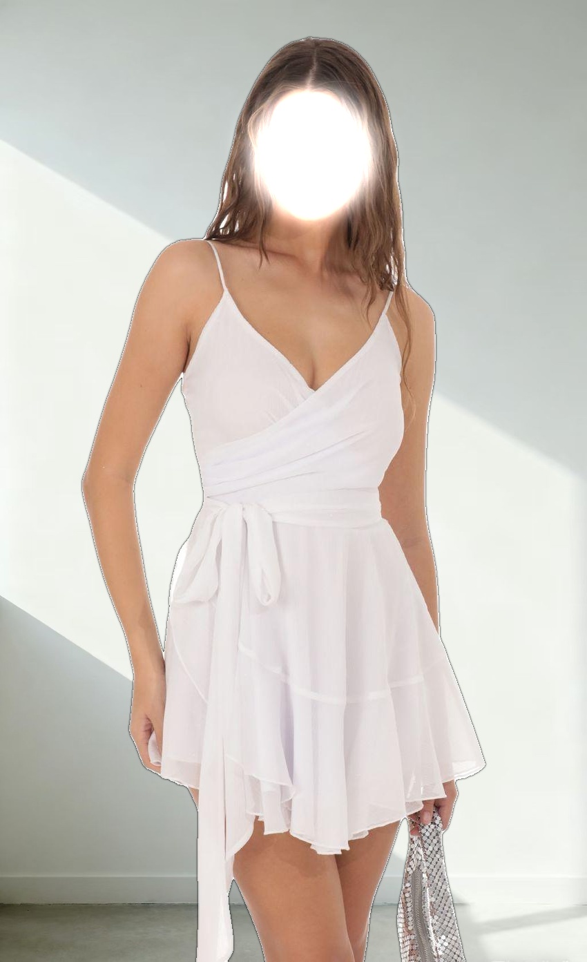 Wrap Dress in White Shimmer