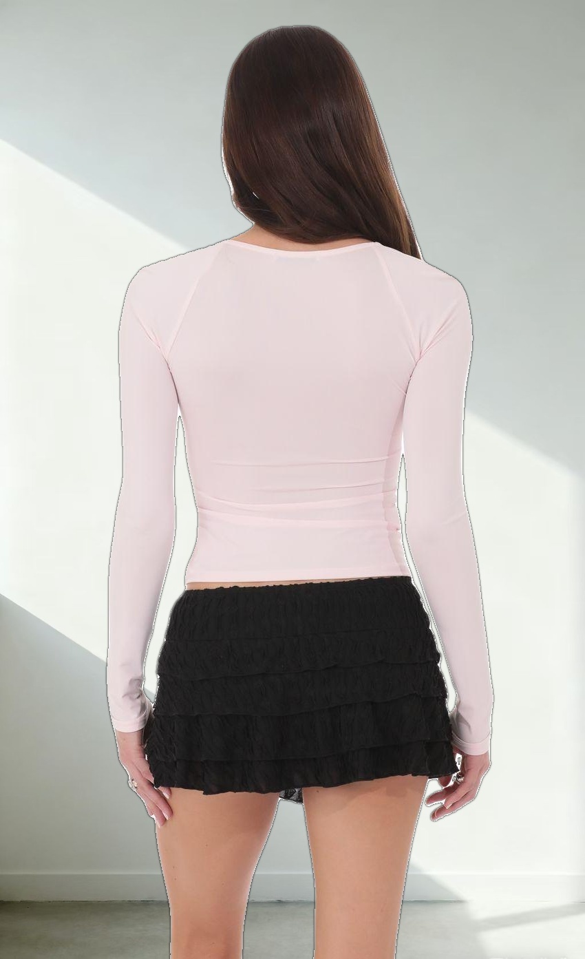 Long Sleeve Twist Top in Pink