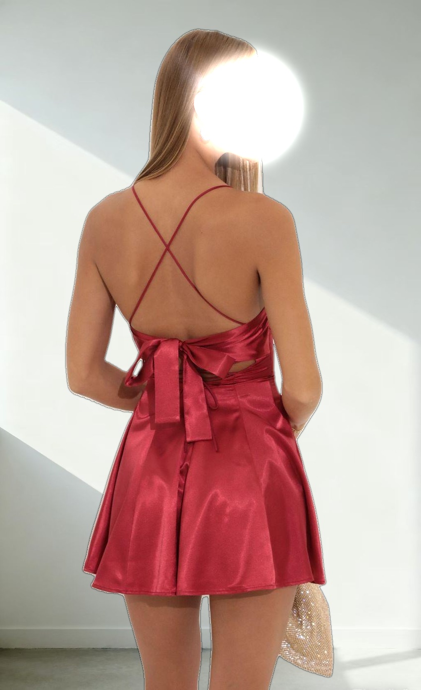 Draped A-Line Dress in Red