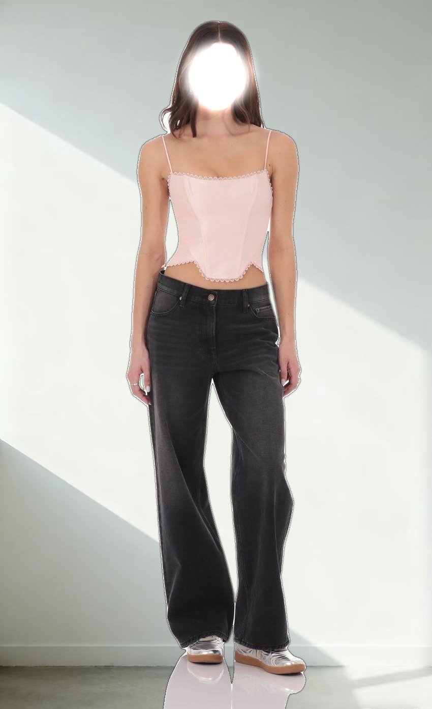 Trimmed Corset Top in Pink