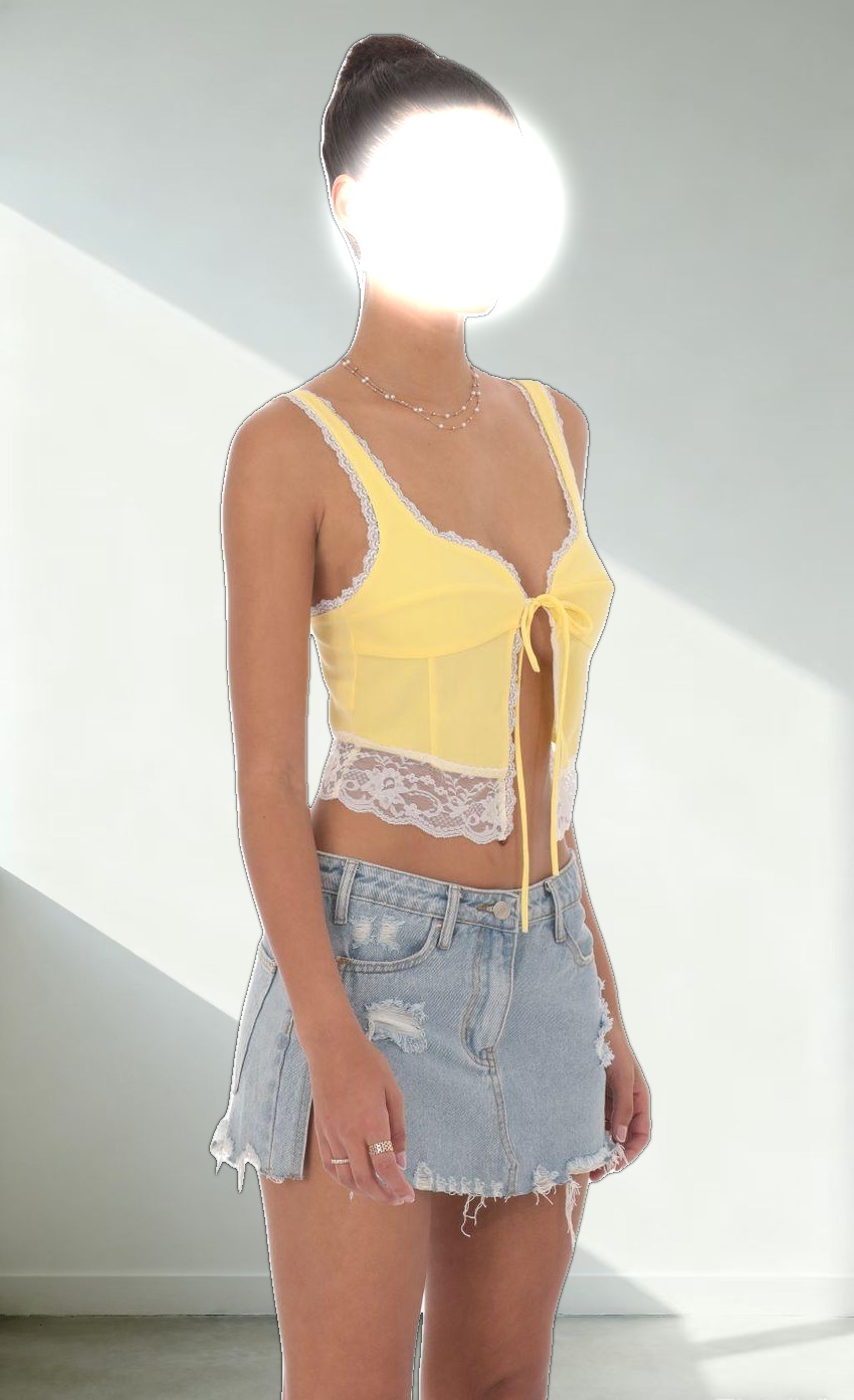 Lace Vest Top in Yellow