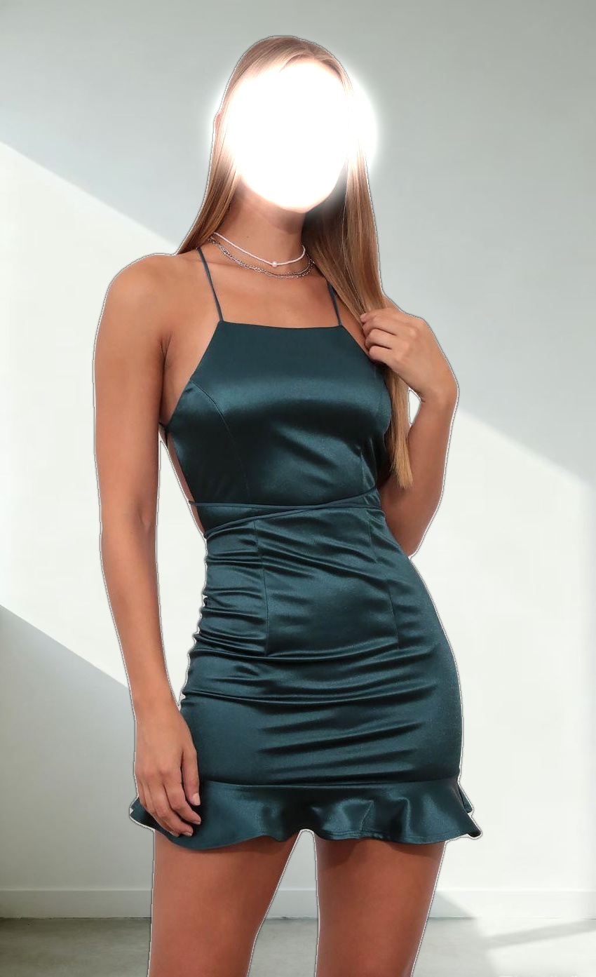 Halter Ruffle Dress in Dark Turquoise