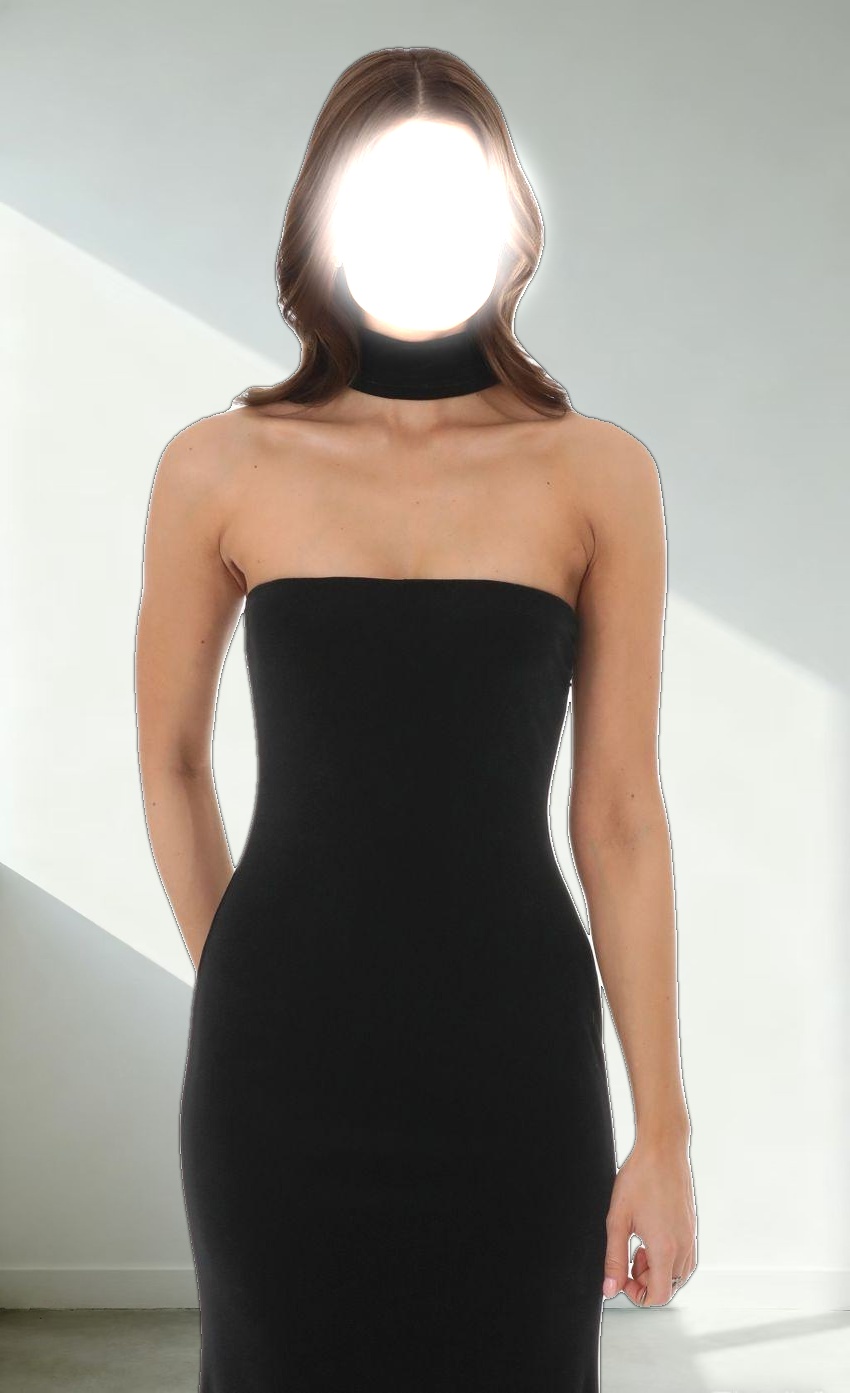 Velvet Reverse Halter Dress in Black