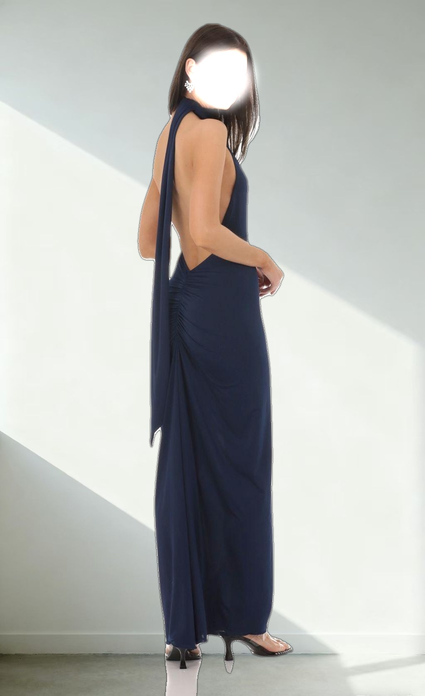 Scarf Strap Maxi Dress in Navy