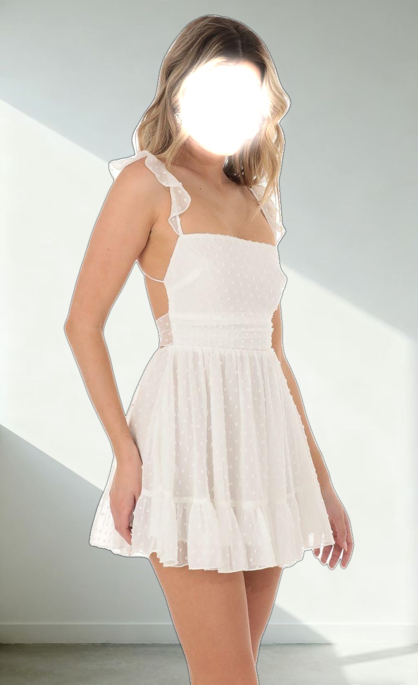 Dotted A-line Dress in White