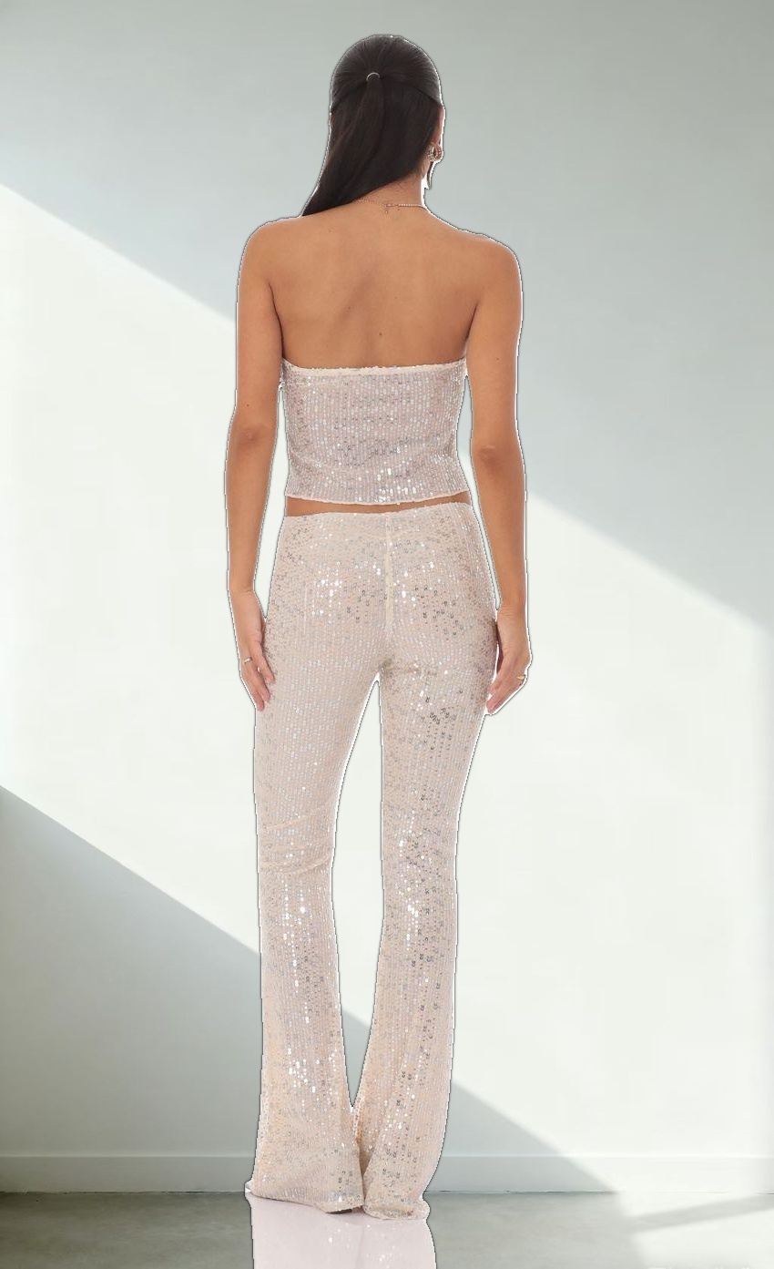 Flyaway Sequin Two Piece Set in Champagne