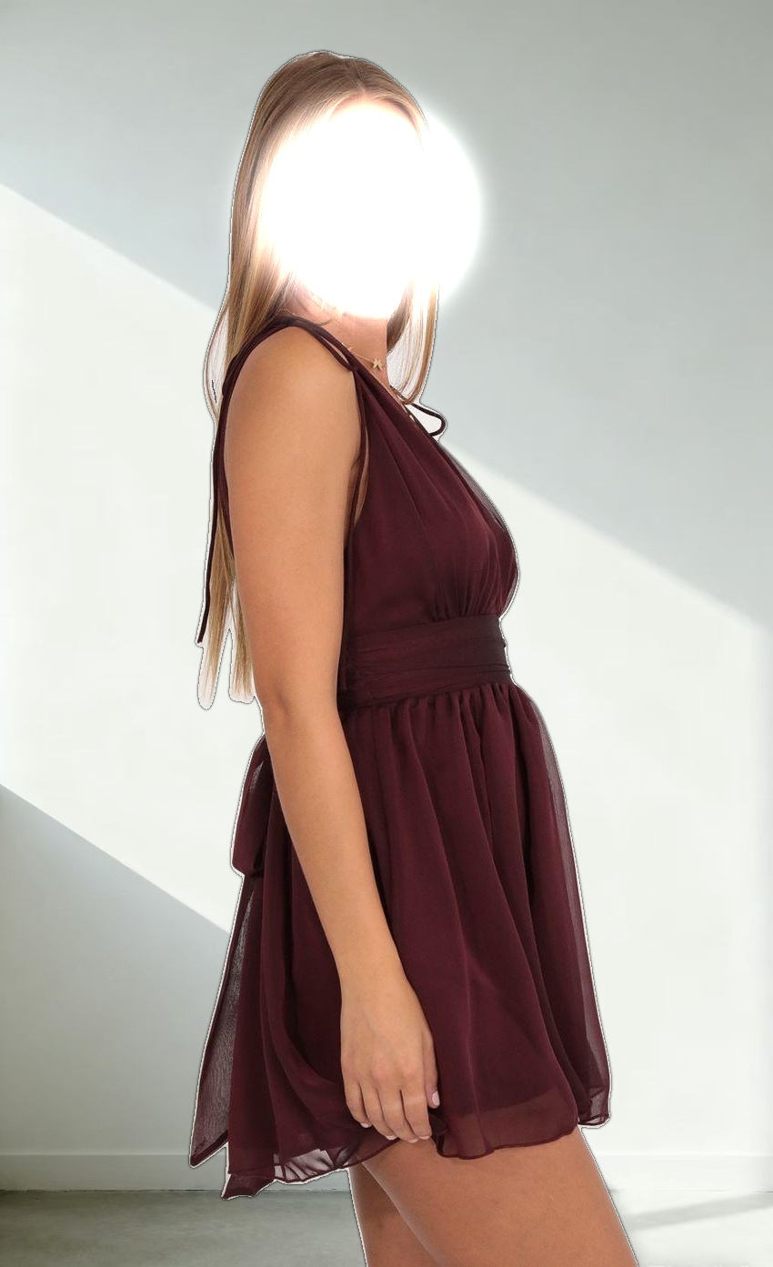 Chiffon Dress in Burgundy