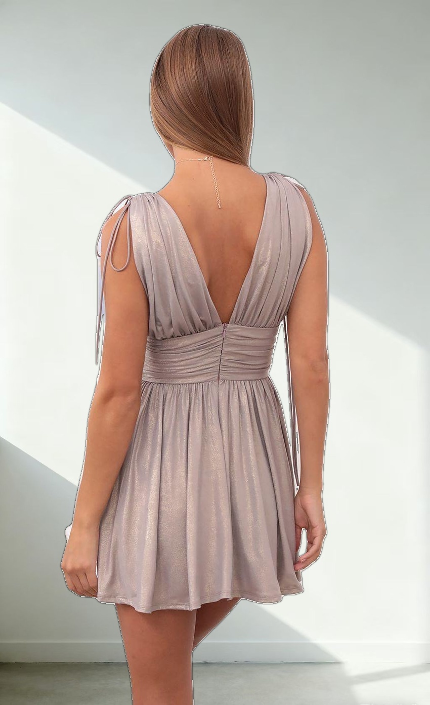 Fit and Flare Dress in Grey Shimmer