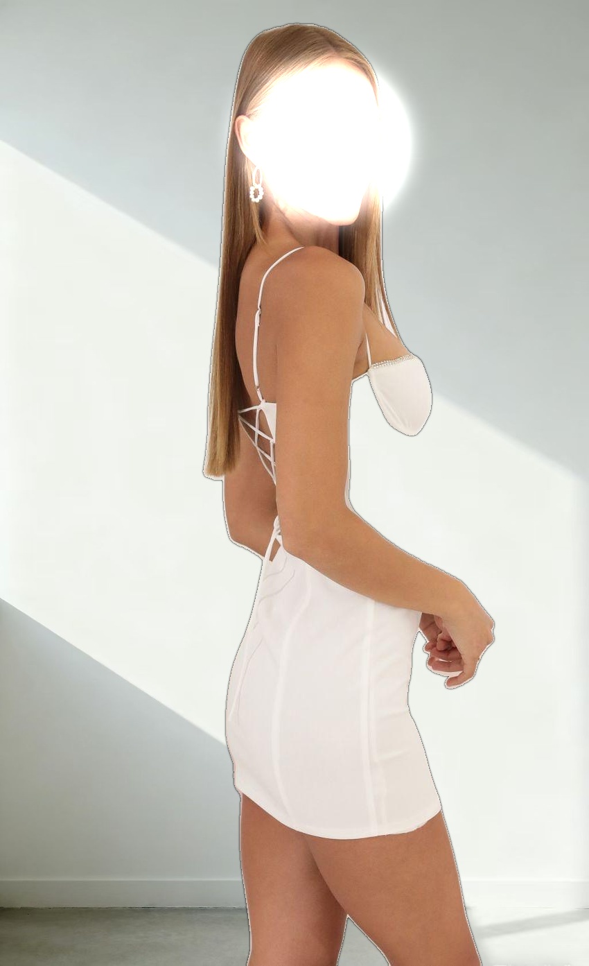 Techno Crepe Bodycon Dress in White