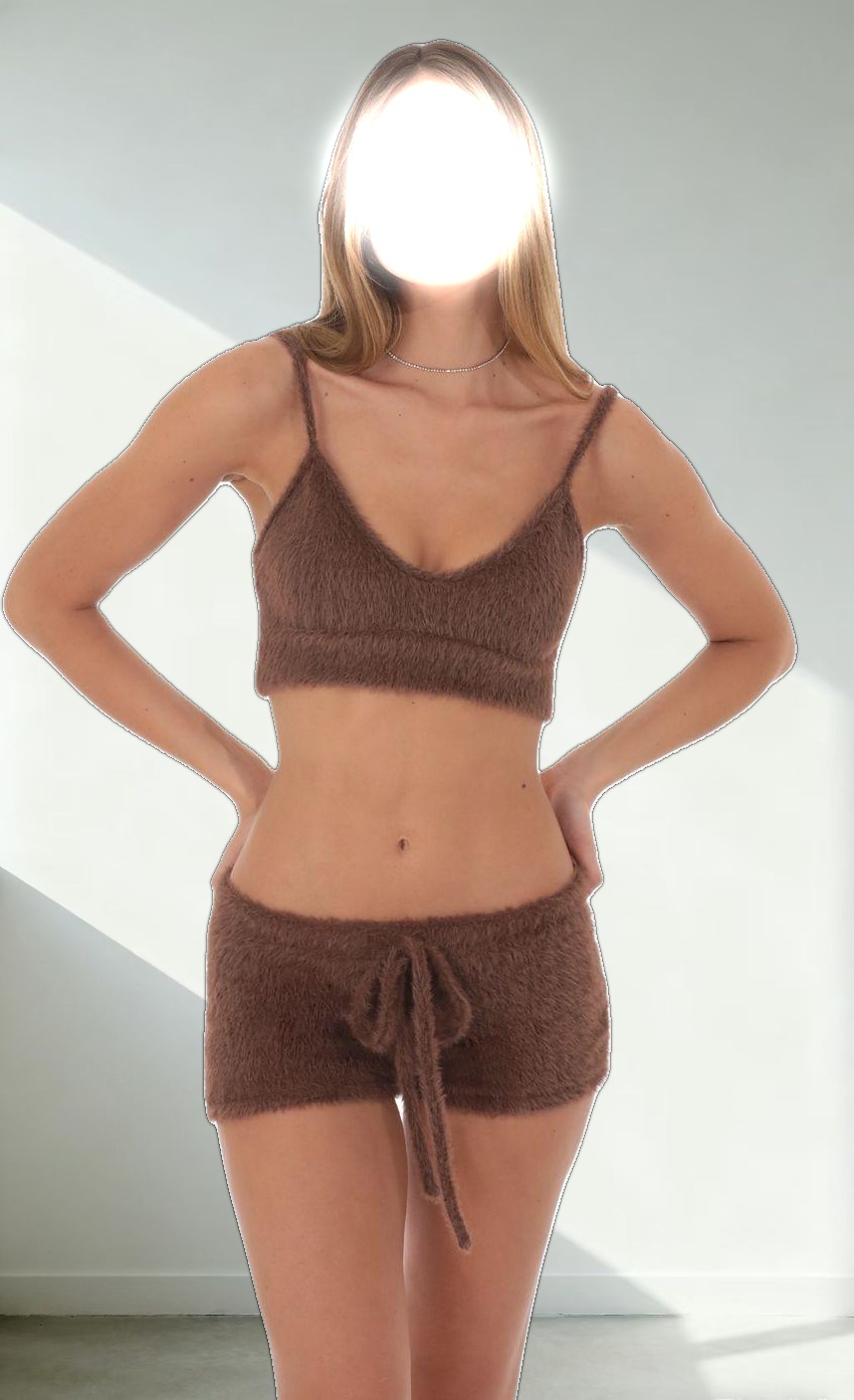 Fuzzy Shorts in Brown