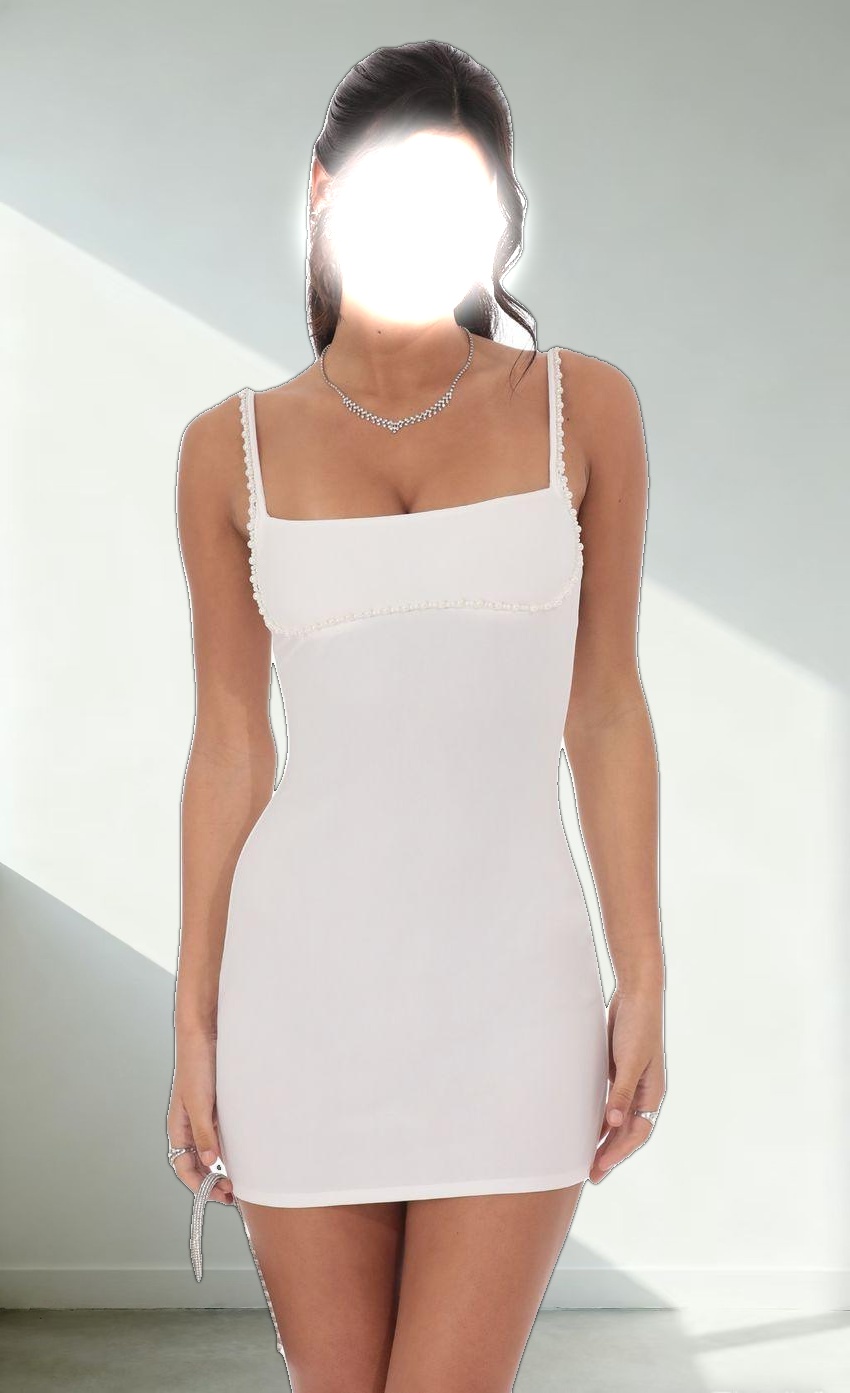 Pearl Outline Bodycon Dress in White