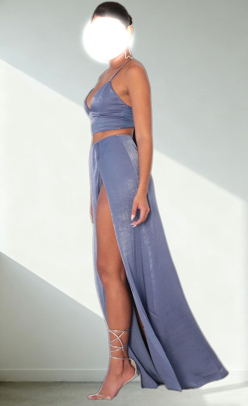 Satin Maxi Set in Palace Blue