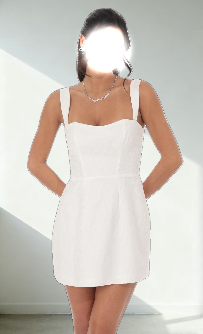 Jacquard Corset A-Line Dress in White