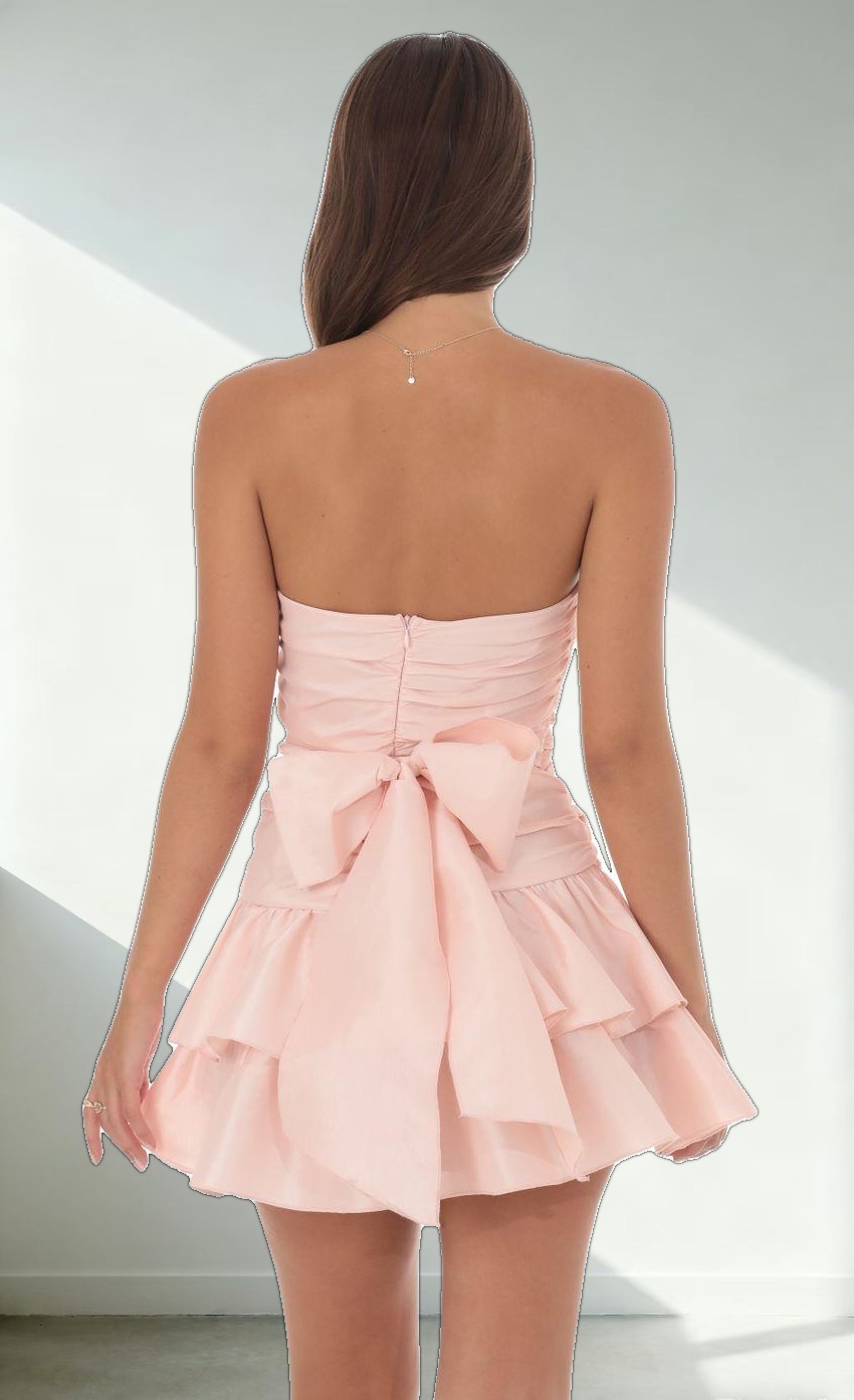 Strapless Cutout Ruffle Dress in Pink