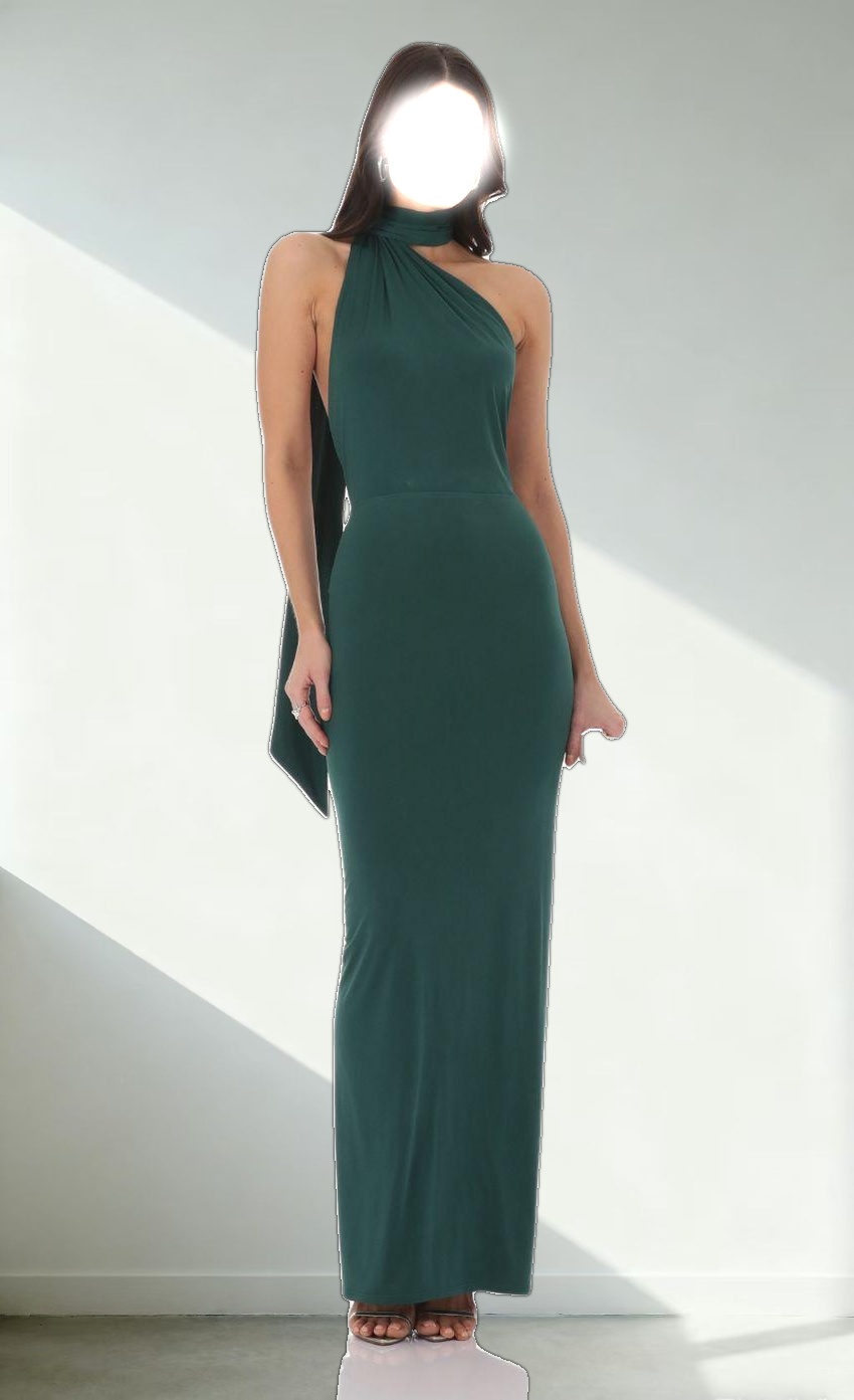 Wrap Scarf Strap Maxi Dress in Green