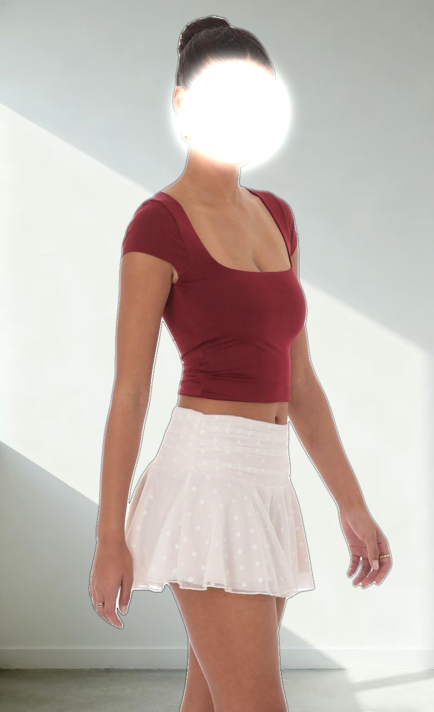 Dotted Mesh Skirt in White