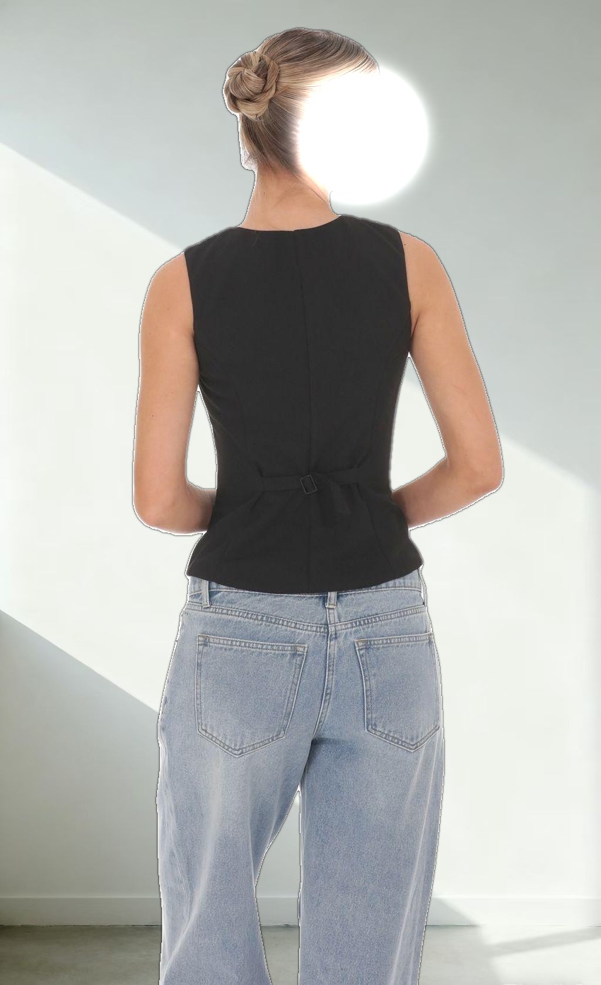 High Neck Vest in Black