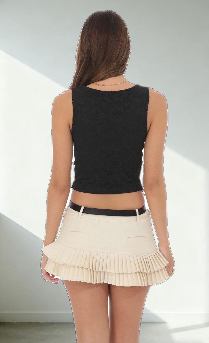 Lace V-Neck Top in Black