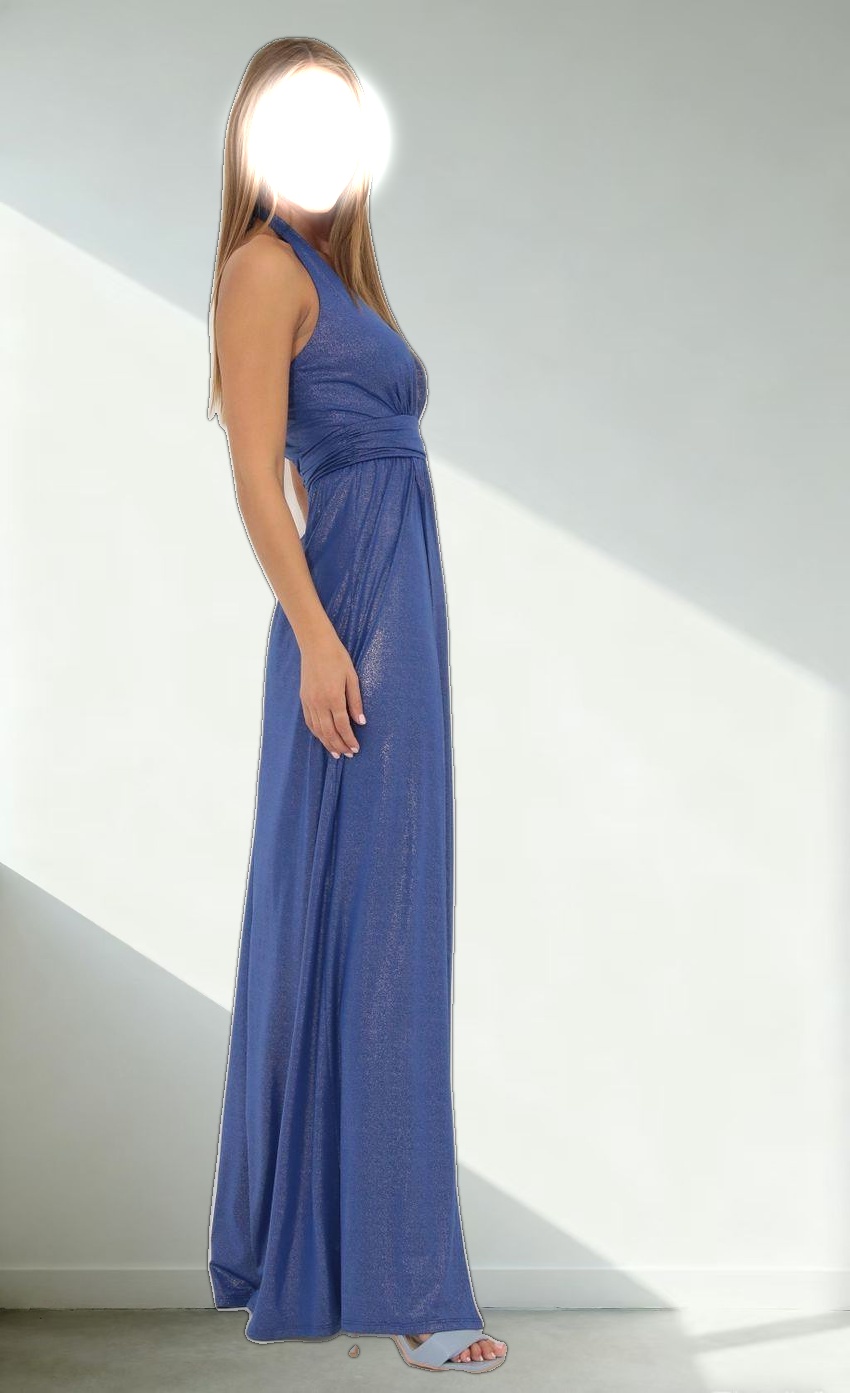 Shimmer Maxi Dress in Blue