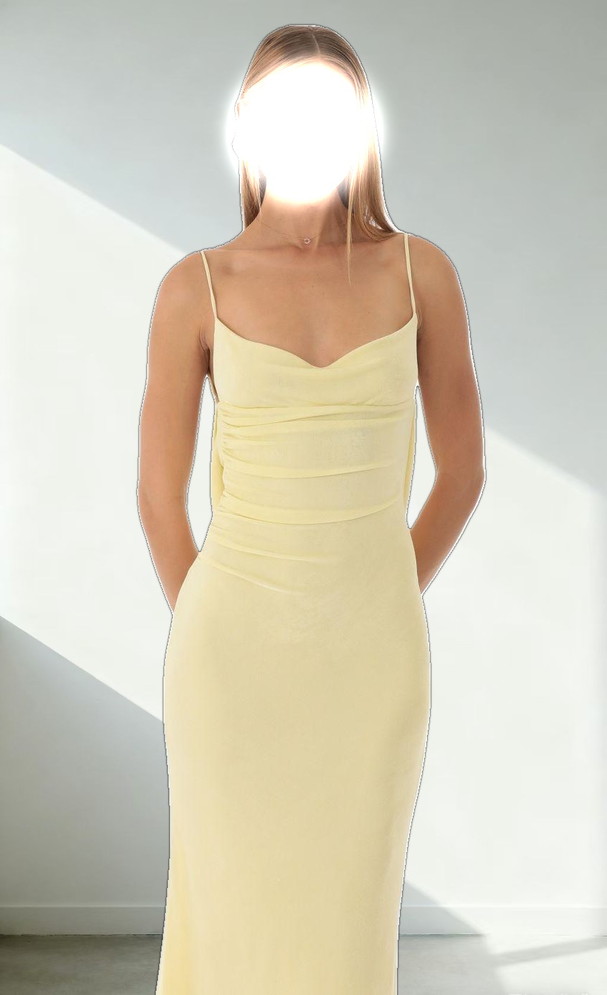 Lace Open Back Maxi Dress in Yellow