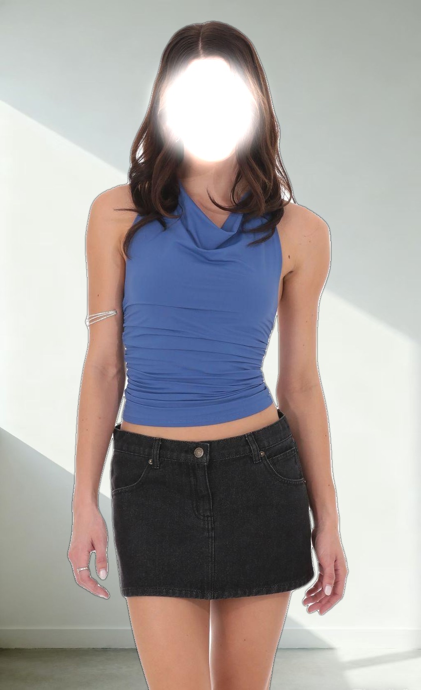 Halter Mock Neck Top in Blue