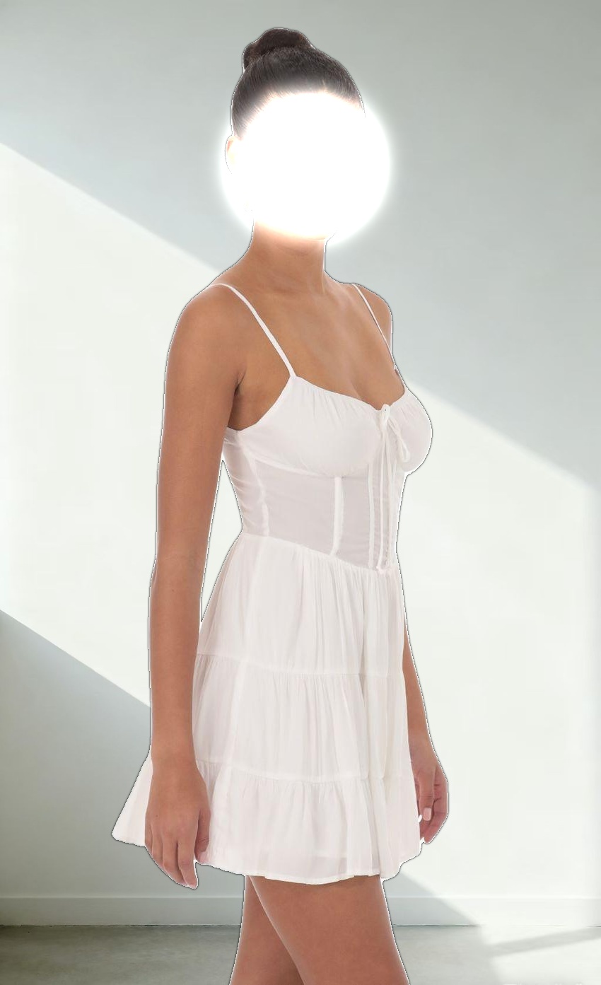 Corset A-line Dress in White