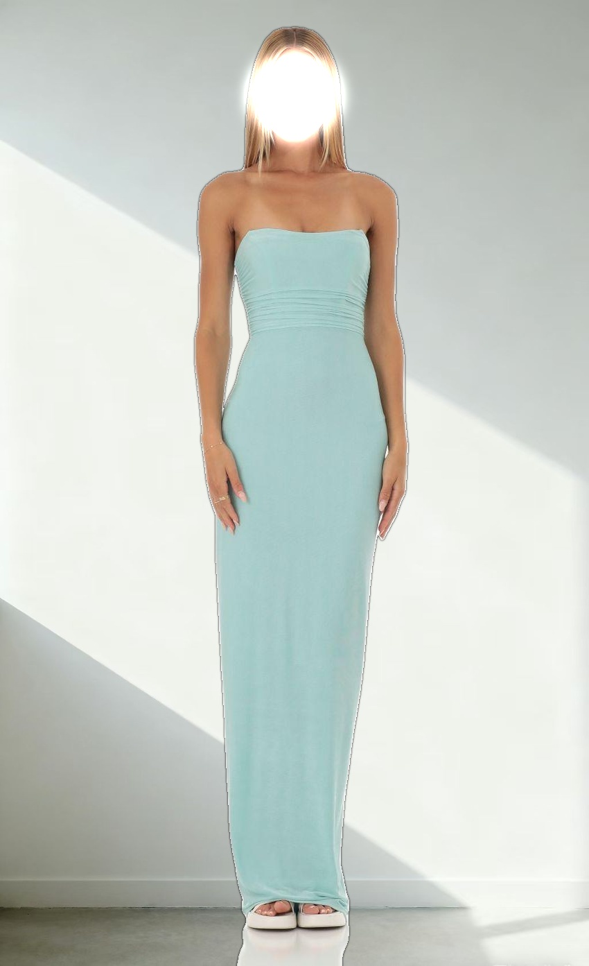Corset Strapless Dress in Mint Blue