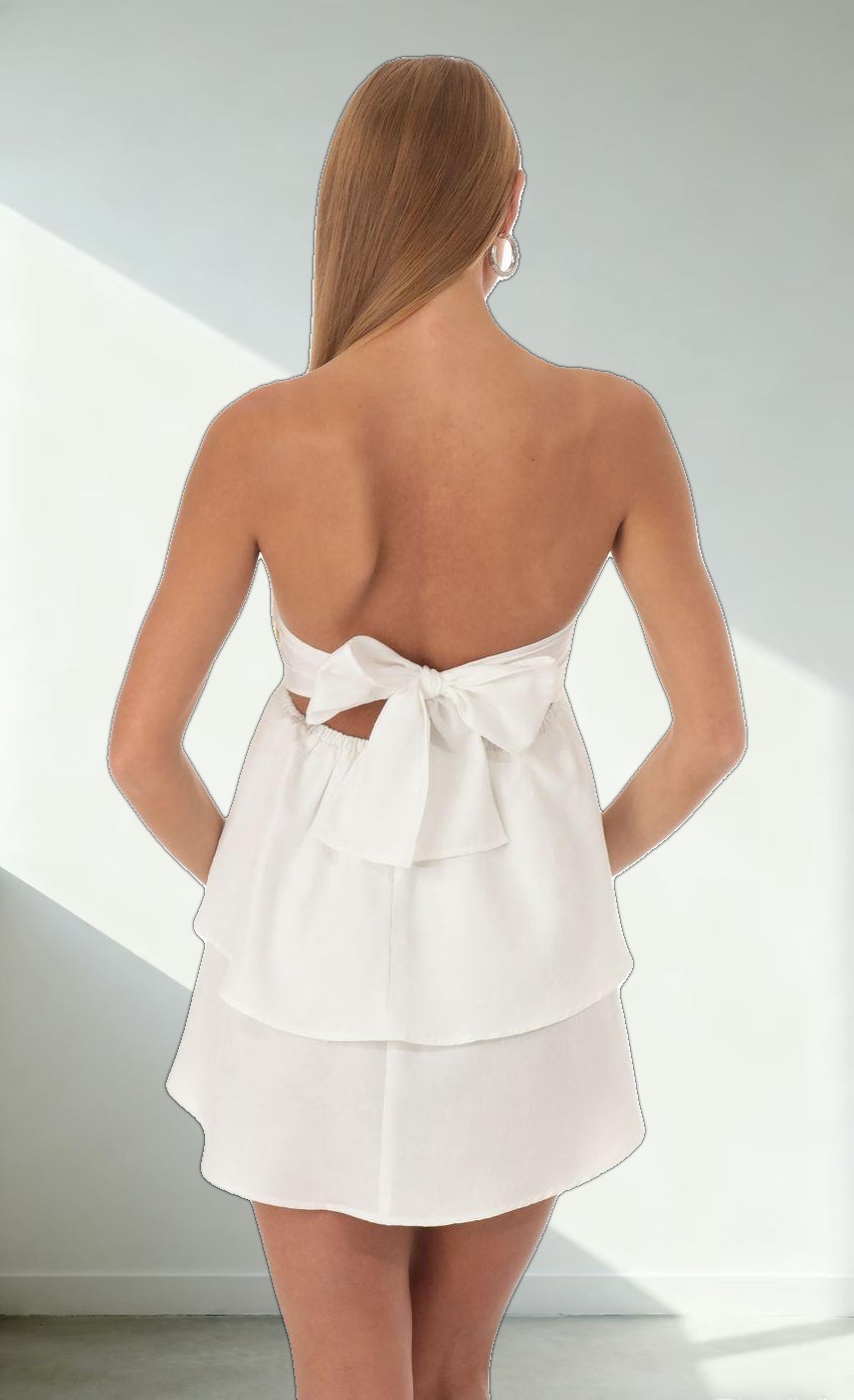 Jacquard Cutout Dress in White