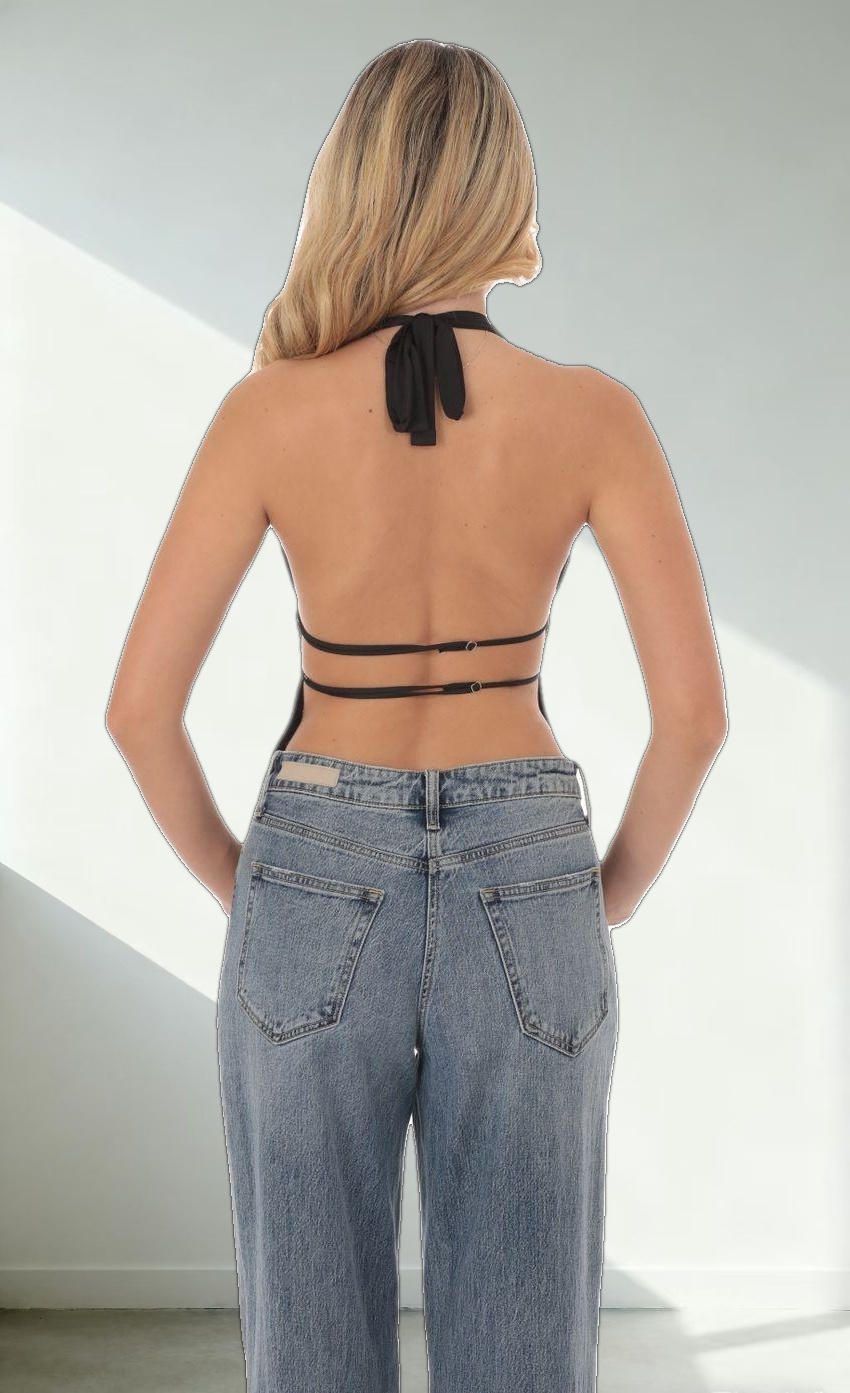 Halter Open Back Top in Black