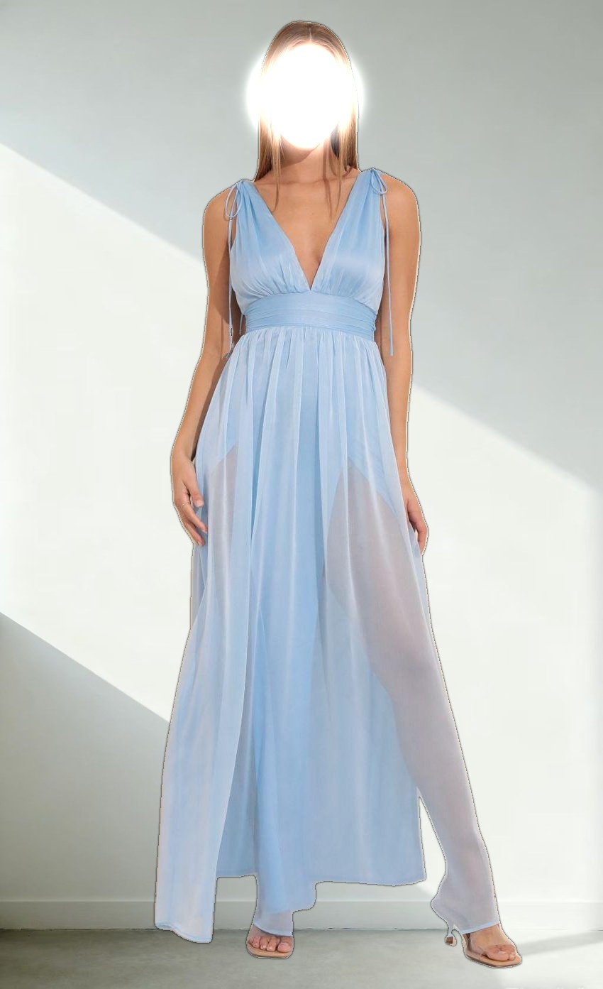 Chiffon Maxi Dress in Blue