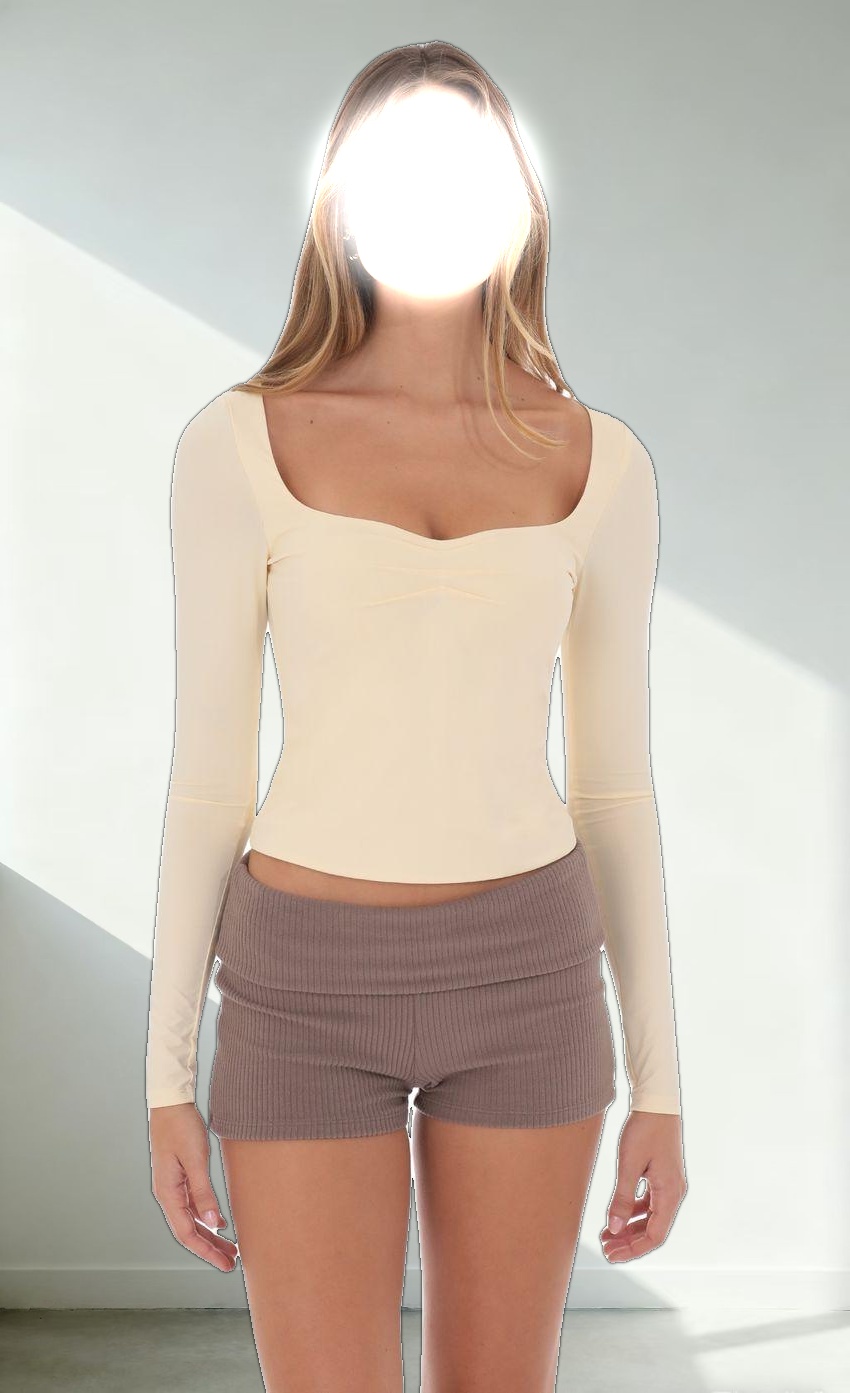 Ribbed Mini Shorts in Taupe