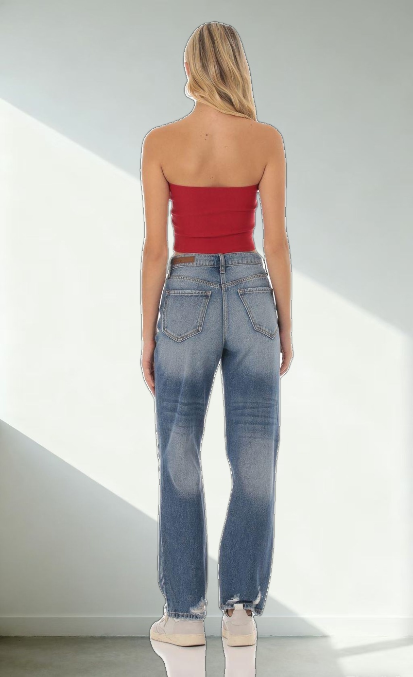 Distressed Jeans in Faded Denim