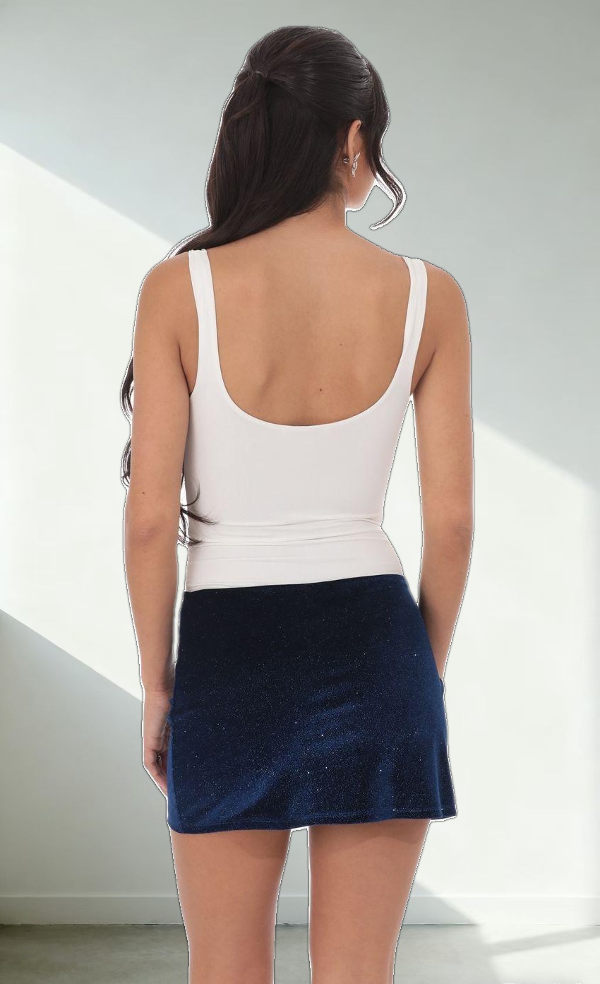 Velvet Shimmer Skirt in Navy