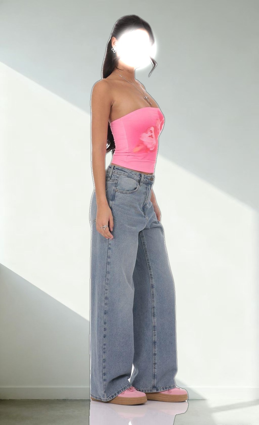 High Rise Wide Leg Jeans in Faded Denim