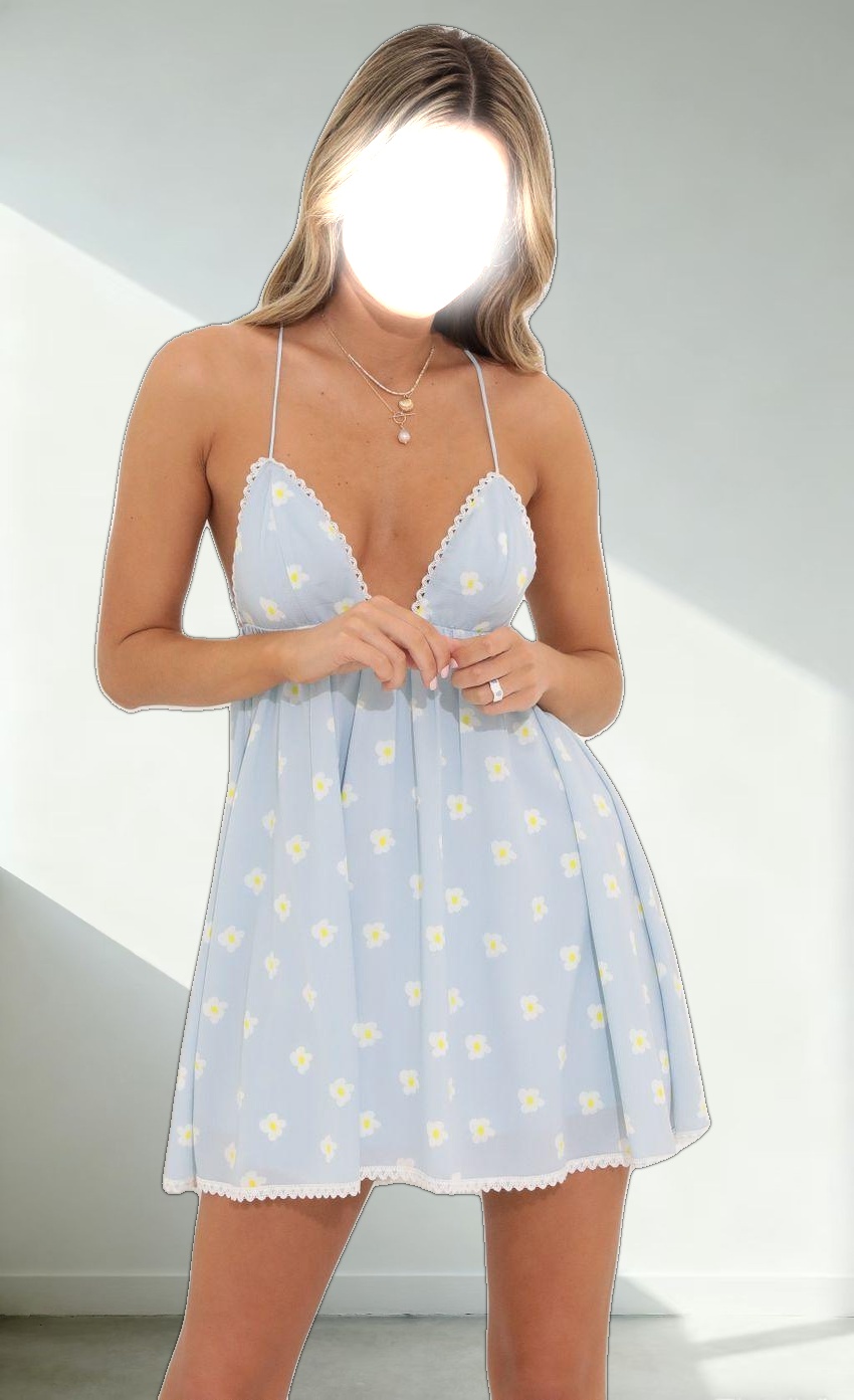 Baby Doll Dress in Blue Floral