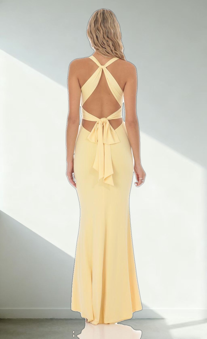 Front Twist V-Neck Maxi Dress in Yellow