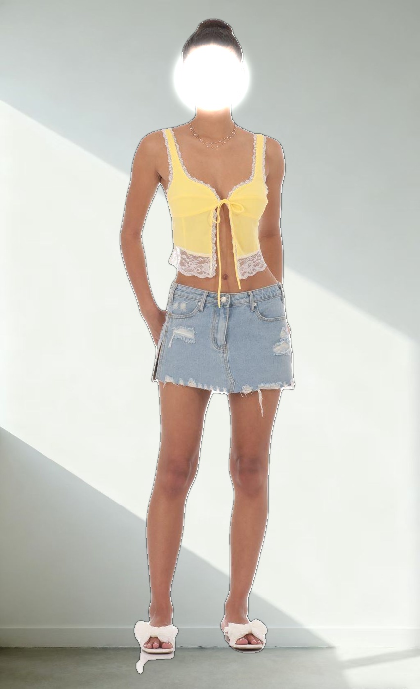 Lace Vest Top in Yellow