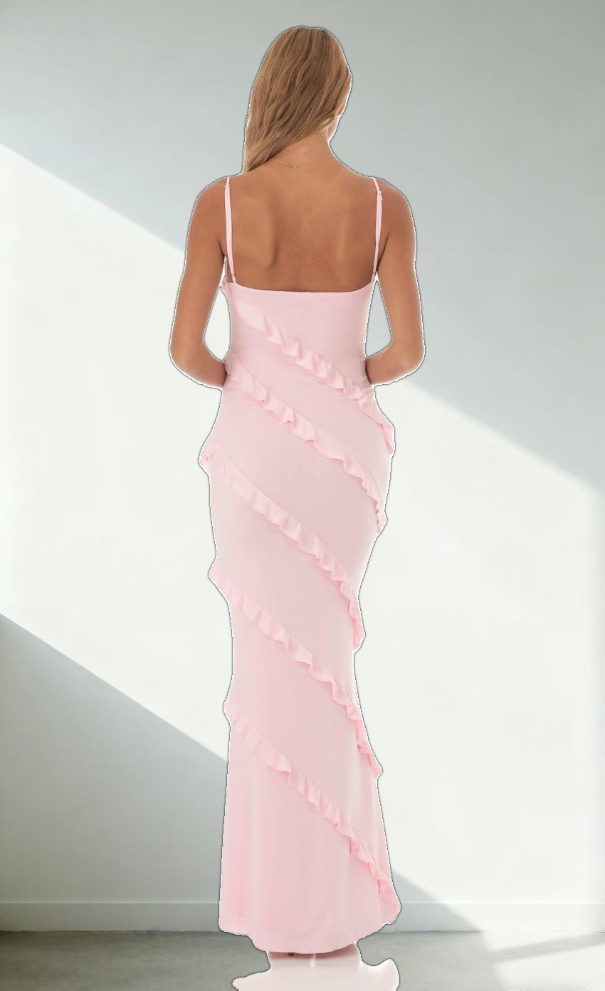 Ruffle Maxi Dress in Pink