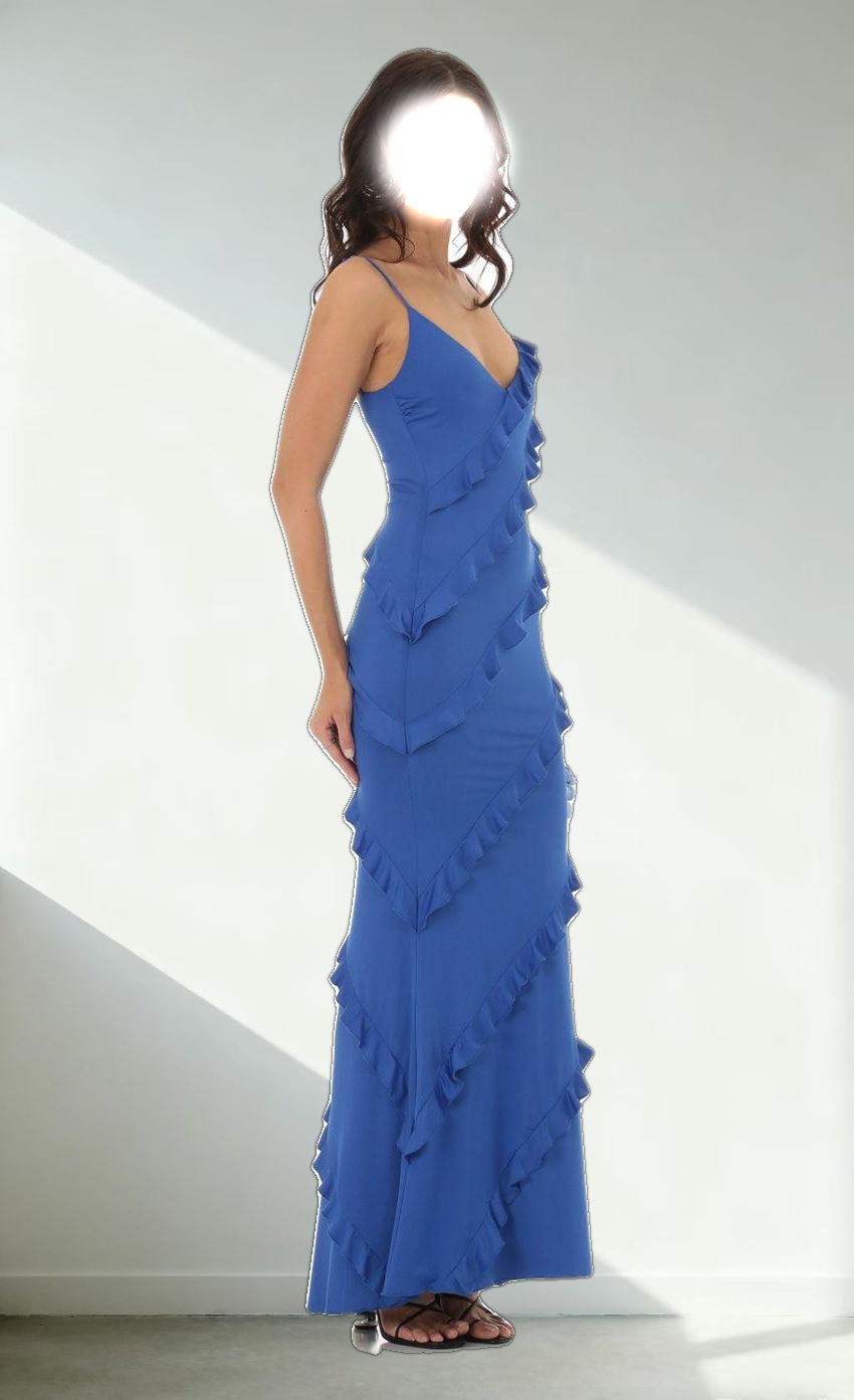 Ruffle Maxi Dress in Blue