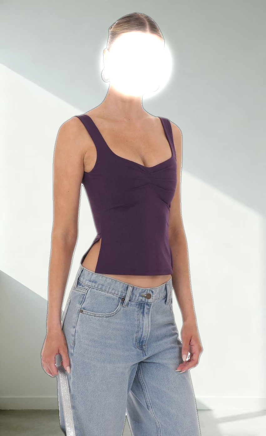 Side Slit Top in Purple